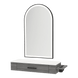 Nova Wall Mount Styling Station with Side-Mount Appliance Holder, Solid Surface Countertop, and Black Arch Paloma Mirror - Kaemark
