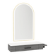 Nova Wall Mount Styling Station with Side-Mount Appliance Holder, Solid Surface Countertop and Gold Paloma Arch Mirror - Kaemark