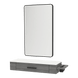 Nova Wall Mount Styling Station with Side-Mount Appliance Holder, Solid Surface Countertop, and Black Rectangle Westin Mirror - Kaemark
