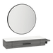 Nova Wall Mount Styling Station with Side-Mount Appliance Holder, Solid Surface Countertop, and Black Round Westin Mirror - Kaemark