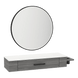 Nova Wall Mount Styling Station with Side-Mount Appliance Holder, Solid Surface Countertop, and Black Round Westin Mirror - Kaemark