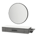 Nova Wall Mount Styling Station with Side-Mount Appliance Holder, Solid Surface Countertop, and Black Round Westin Mirror - Kaemark