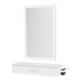 Nova Wall Mount Styling Station with Side-Mount Appliance Holder, Solid Surface Countertop and Silver Rectangle Glo Mirror - Kaemark