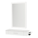 Nova Wall Mount Styling Station with Side-Mount Appliance Holder, Solid Surface Countertop and Silver Rectangle Glo Mirror - Kaemark