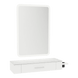 Nova Wall Mount Styling Station with Side-Mount Appliance Holder, Solid Surface Countertop and Illuminate LED Mirror - Kaemark