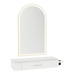 Nova Wall Mount Styling Station with Side-Mount Appliance Holder, Solid Surface Countertop and Gold Paloma Arch Mirror - Kaemark