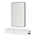 Nova Wall Mount Styling Station with Side-Mount Appliance Holder, Solid Surface Countertop, and Black Rectangle Westin Mirror - Kaemark