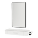 Nova Wall Mount Styling Station with Side-Mount Appliance Holder, Solid Surface Countertop, and Black Rectangle Westin Mirror - Kaemark