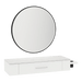 Nova Wall Mount Styling Station with Side-Mount Appliance Holder, Solid Surface Countertop, and Black Round Westin Mirror - Kaemark