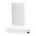 Nova Wall Mount Styling Station with Side-Mount Appliance Holder, Solid Surface Countertop and Silver Rectangle Glo Mirror - Kaemark