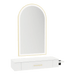 Nova Wall Mount Styling Station with Side-Mount Appliance Holder, Solid Surface Countertop and Gold Paloma Arch Mirror - Kaemark