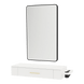 Nova Wall Mount Styling Station with Side-Mount Appliance Holder, Solid Surface Countertop, and Black Rectangle Westin Mirror - Kaemark