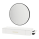 Nova Wall Mount Styling Station with Side-Mount Appliance Holder, Solid Surface Countertop, and Black Round Westin Mirror - Kaemark