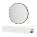 Nova Wall Mount Styling Station with Side-Mount Appliance Holder, Solid Surface Countertop, and Black Round Westin Mirror - Kaemark