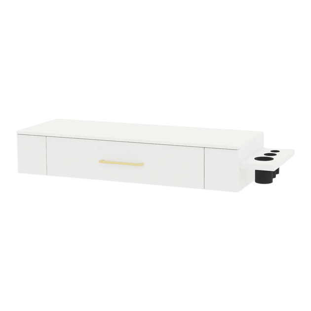 Nova Wall Mount Styling Station with Side-Mount Appliance Holder and Solid Surface Countertop (Cabinet Only) - Kaemark