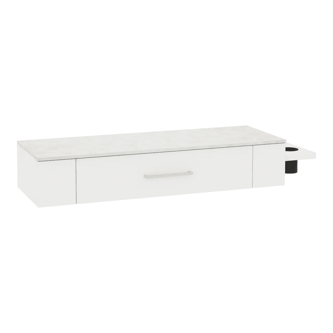 Nova Wall Mount Styling Station with Side-Mount Appliance Holder and Solid Surface Countertop (Cabinet Only) - Kaemark