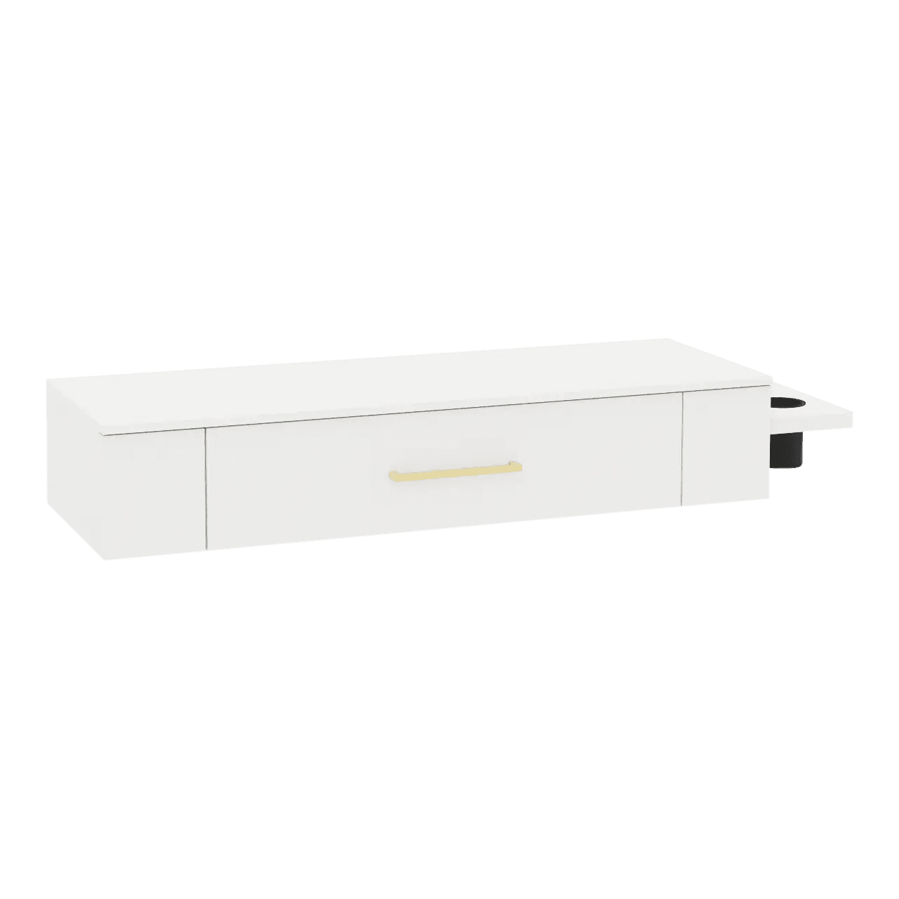 Nova Wall Mount Styling Station with Side-Mount Appliance Holder and Solid Surface Countertop (Cabinet Only) - Kaemark