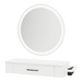 Nova Wall Mount Styling Station with Side-Mount Appliance Holder and Silver Round Glo Mirror - Kaemark