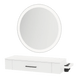 Nova Wall Mount Styling Station with Side-Mount Appliance Holder and Silver Round Glo Mirror - Kaemark