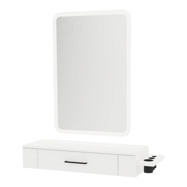 Nova Wall Mount Styling Station with Side-Mount Appliance Holder and Illuminate LED Mirror - Kaemark