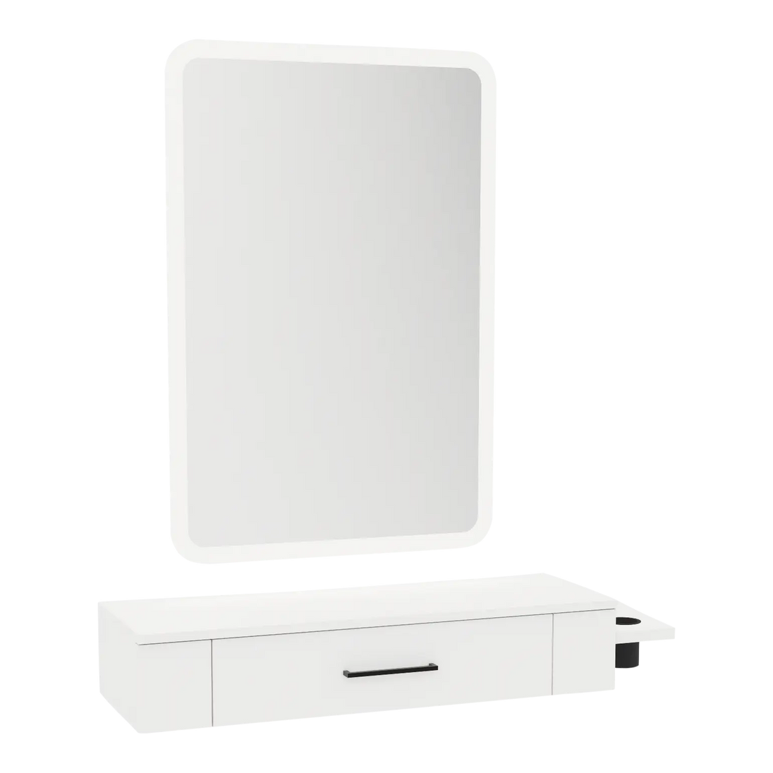 Nova Wall Mount Styling Station with Side-Mount Appliance Holder and Illuminate LED Mirror - Kaemark