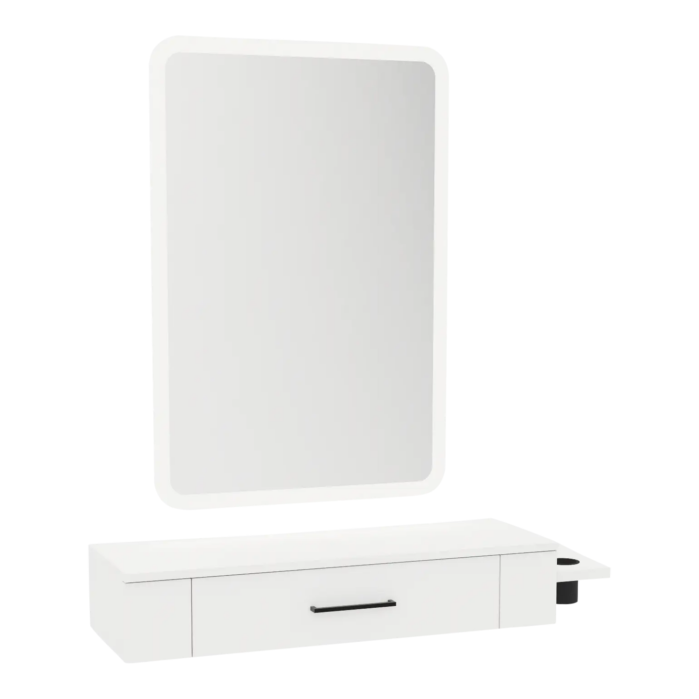 Nova Wall Mount Styling Station with Side-Mount Appliance Holder and Illuminate LED Mirror - Kaemark