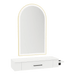 Nova Wall Mount Styling Station with Side-Mount Appliance Holder and Gold Paloma Arch Mirror - Kaemark