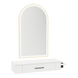 Nova Wall Mount Styling Station with Side-Mount Appliance Holder and Gold Paloma Arch Mirror - Kaemark
