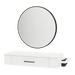 Nova Wall Mount Styling Station with Side-Mount Appliance Holder and Black Round Westin Mirror - Kaemark
