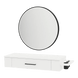 Nova Wall Mount Styling Station with Side-Mount Appliance Holder and Black Round Westin Mirror - Kaemark