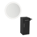 Nova Tower Free Standing Styling Station with Side-Mount Appliance Holder and Silver Round Glo Mirror - Kaemark
