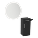 Nova Tower Free Standing Styling Station with Side-Mount Appliance Holder and Silver Round Glo Mirror - Kaemark
