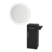 Nova Tower Free Standing Styling Station with Side-Mount Appliance Holder and Silver Round Glo Mirror - Kaemark