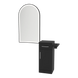 Nova Tower Free Standing Styling Station with Side-Mount Appliance Holder and Black Arch Paloma Mirror - Kaemark
