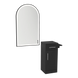 Nova Tower Free Standing Styling Station with Side-Mount Appliance Holder and Black Arch Paloma Mirror - Kaemark
