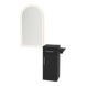 Nova Tower Free Standing Styling Station with Side-Mount Appliance Holder and Gold Arch Paloma Mirror - Kaemark