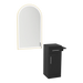 Nova Tower Free Standing Styling Station with Side-Mount Appliance Holder and Gold Arch Paloma Mirror - Kaemark