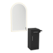 Nova Tower Free Standing Styling Station with Side-Mount Appliance Holder and Gold Arch Paloma Mirror - Kaemark