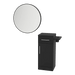 Nova Tower Free Standing Styling Station with Side-Mount Appliance Holder and Black Round Westin Mirror - Kaemark