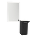 Nova Wall Mount Styling Station with Concealed Appliance Holder, Solid Surface Countertop, and Silver Rectangle Glo Mirror - Kaemark