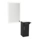 Nova Wall Mount Styling Station with Concealed Appliance Holder, Solid Surface Countertop, and Silver Rectangle Glo Mirror - Kaemark