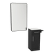 Nova Tower Free Standing Styling Station with Side-Mount Appliance Holder, Solid Surface Countertop, and Black Rectangle Westin Mirror - Kaemark