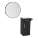 Nova Tower Free Standing Styling Station with Side-Mount Appliance Holder, Solid Surface Countertop, and Black Round Westin Mirror - Kaemark