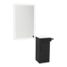 Nova Wall Mount Styling Station with Concealed Appliance Holder, Solid Surface Countertop, and Silver Rectangle Glo Mirror - Kaemark