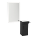 Nova Wall Mount Styling Station with Concealed Appliance Holder, Solid Surface Countertop, and Silver Rectangle Glo Mirror - Kaemark