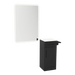Nova Tower Free Standing Styling Station with Side-Mount Appliance Holder, Solid Surface Countertop, and White Rectangle Illuminate Back Lit Mirror - Kaemark