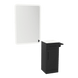 Nova Tower Free Standing Styling Station with Side-Mount Appliance Holder, Solid Surface Countertop, and White Rectangle Illuminate Back Lit Mirror - Kaemark