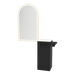 Nova Tower Free Standing Styling Station with Side-Mount Appliance Holder, Solid Surface Countertop, and Gold Arch Paloma Mirror - Kaemark