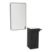 Nova Tower Free Standing Styling Station with Side-Mount Appliance Holder, Solid Surface Countertop, and Black Rectangle Westin Mirror - Kaemark