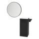 Nova Tower Free Standing Styling Station with Side-Mount Appliance Holder, Solid Surface Countertop, and Black Round Westin Mirror - Kaemark